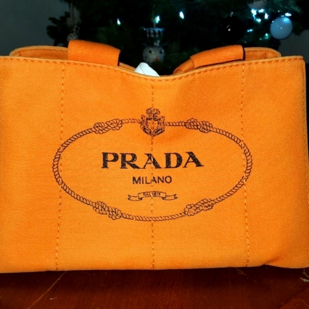 Prada Orange Canvas Tote Large
